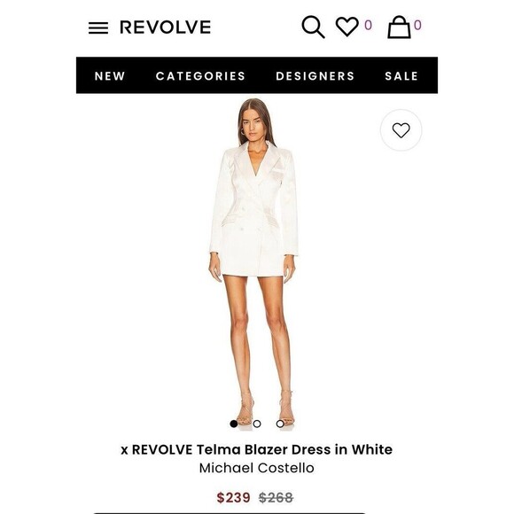 X REVOLVE Telma Blazer Dress in White Michael Costello  Small $268.00 - Picture 1 of 12